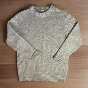 Vintage 70s Campus USA Ragg Wool Oatmeal Beige Thick Fisherman Sweater Large